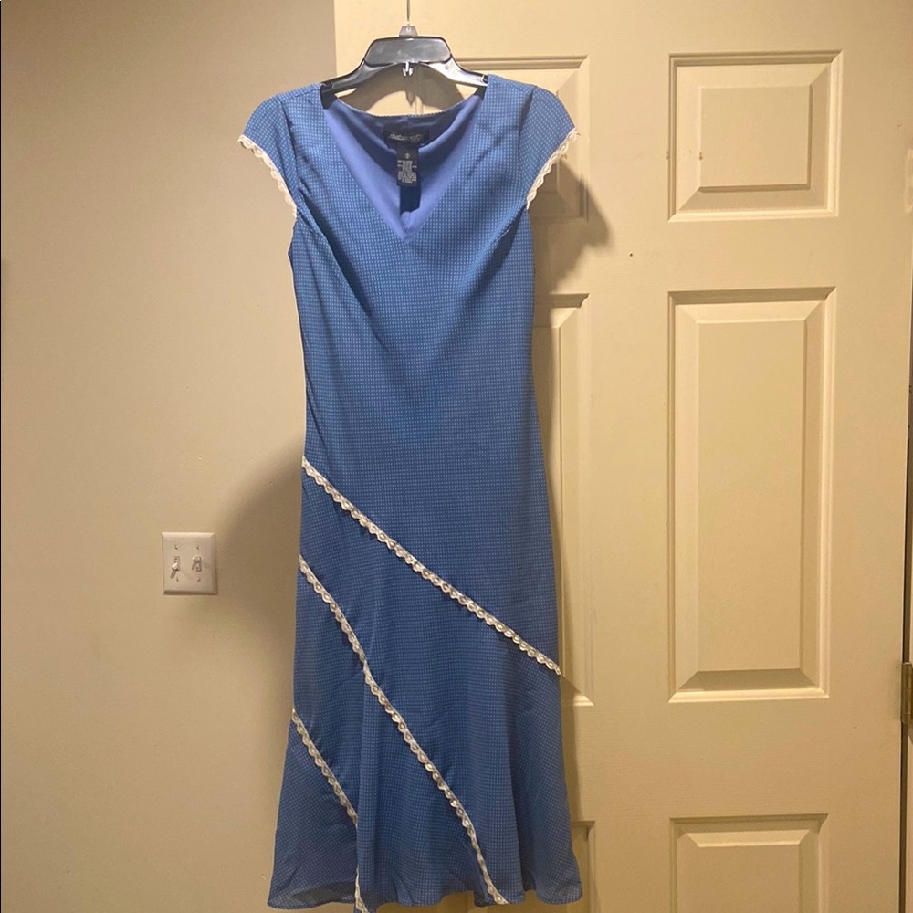 Blue Dress with White Trim